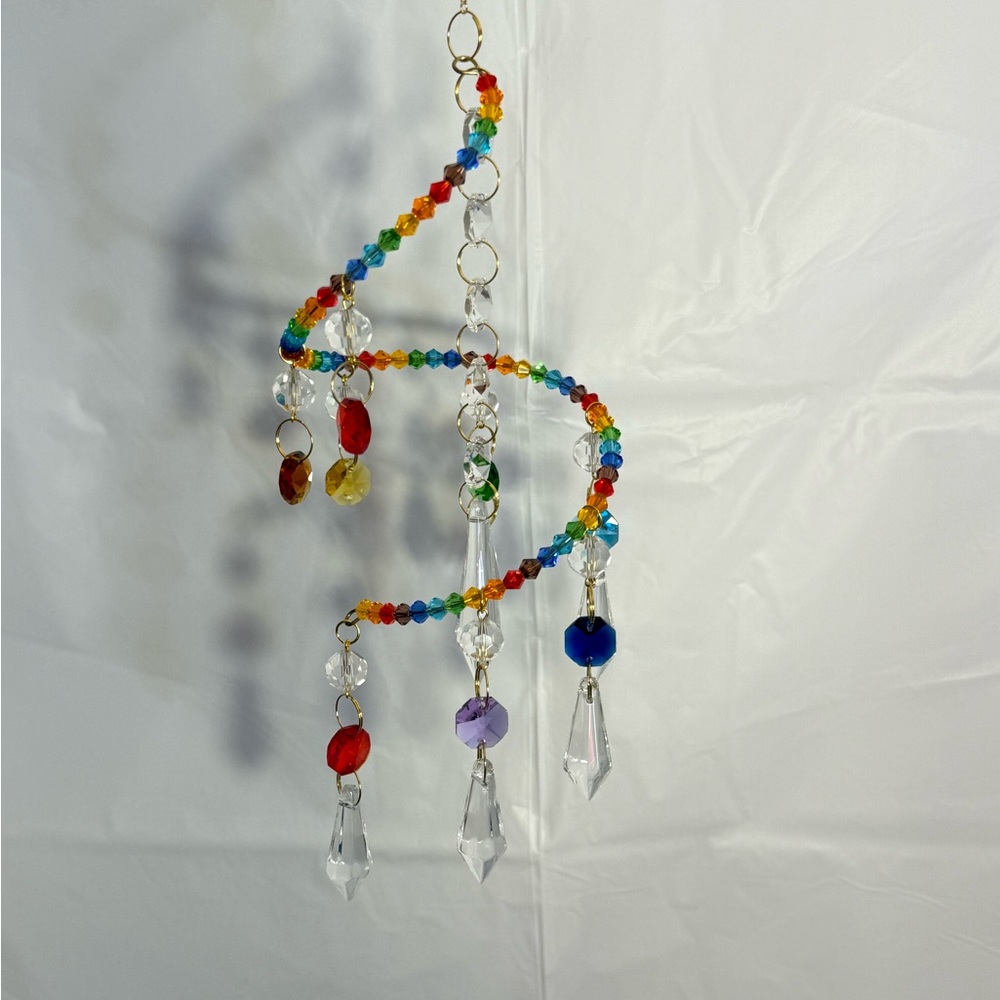 Hand Crafted Multicolor Crystal Spiral Suncatcher